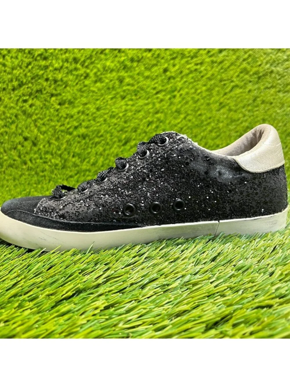 Golden Goose Super-Star Womens Size 5 Black Athletic Walking Shoes Sneakers